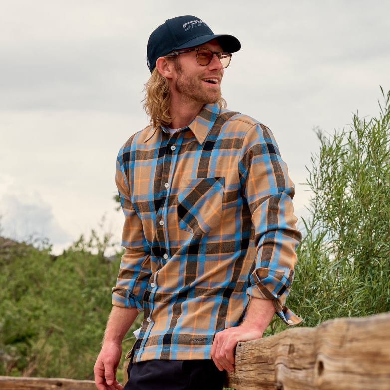 Männer Spyder Elevation-Tech-Flanell Tannin-Plaid Bekleidung TR0Z6138